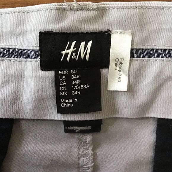 H&m grey cotton pants button fly 34 - Picture 6 of 12